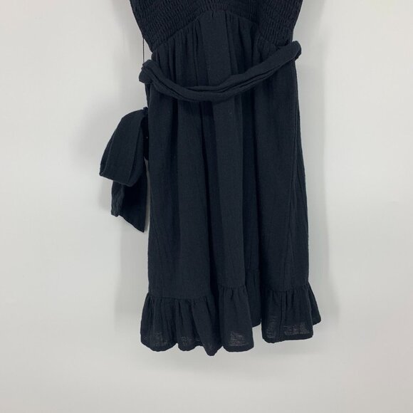 Billabong Sincerely Jules Dress Black Tie Waist Ruffle Mini - Picture 12 of 12